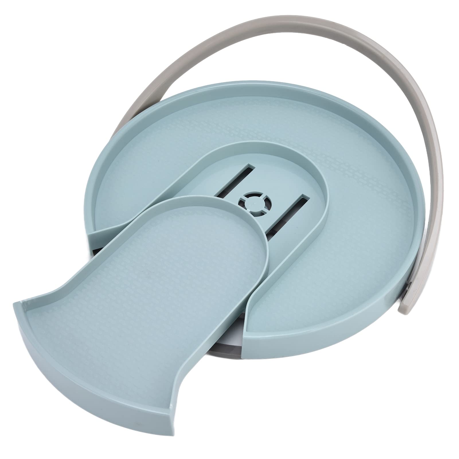 Non-Slip Pullable Turntable Organizer for Kitchen Cabinets & Pantry Storage (Blue) - Space Saving Solution