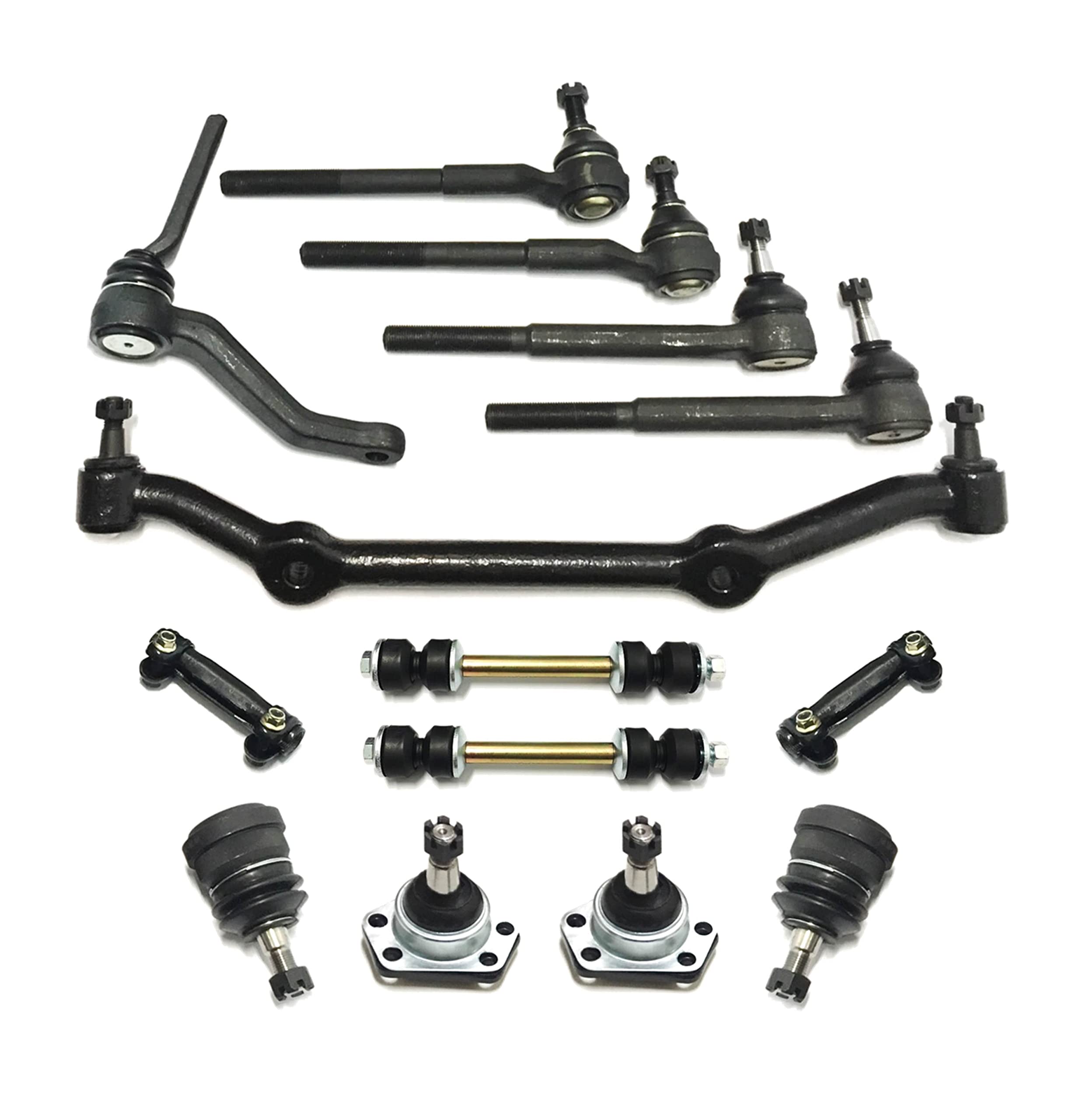 14-Piece Suspension Kit for Chevy Blazer/S10 & GMC Jimmy - Center Link, Idler Arm, Tie Rod Ends, Ball Joints, Sway Bar Links - Complete Front End Repair Solution for RWD Models - Perfect for Off-Roading & Daily Driving