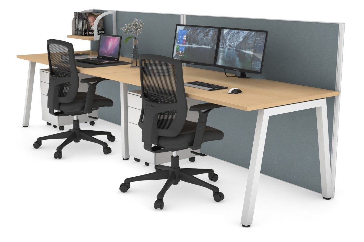 Horizon Quadro 2 Person Standing Desk with Cable Management - 1400L x 800W Adjustable Height Workstation for Office & Home Use | Perfect for Shared Workspaces & Collaborative Environments