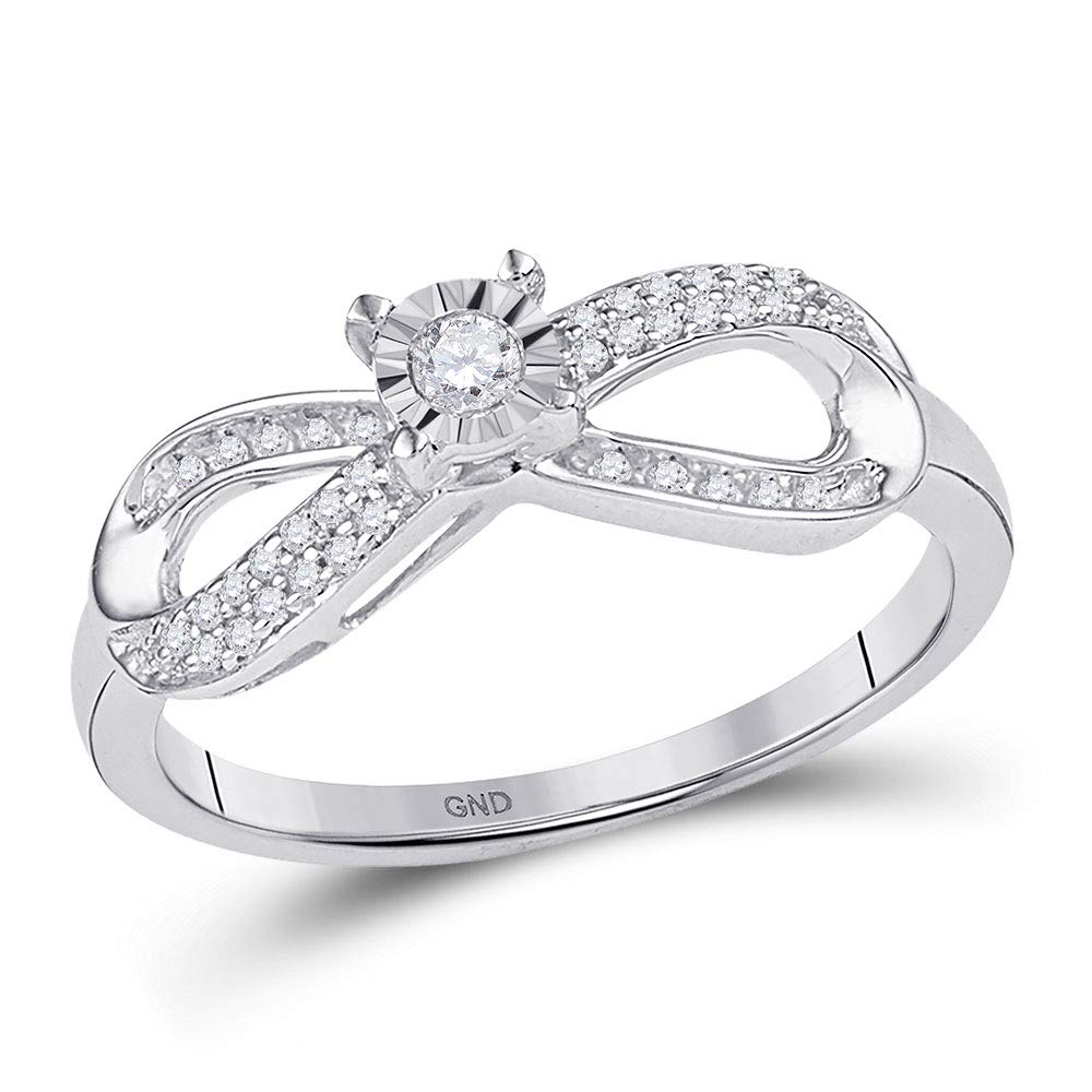 10K White Gold Round Diamond Infinity Promise Bridal Ring for Women - 1/5 CTW Dazzlingrock Collection - Perfect for Engagement, Anniversary & Wedding Gifts