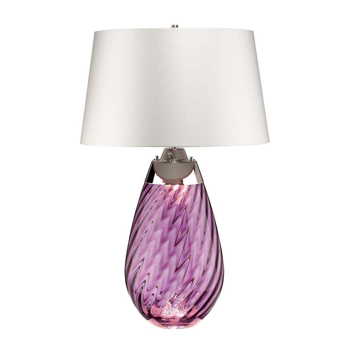 Lena 2-Light Large Plum Glass Table Lamp with Off-White Shade - Elegant Living Room & Bedside Lighting for Home Decor