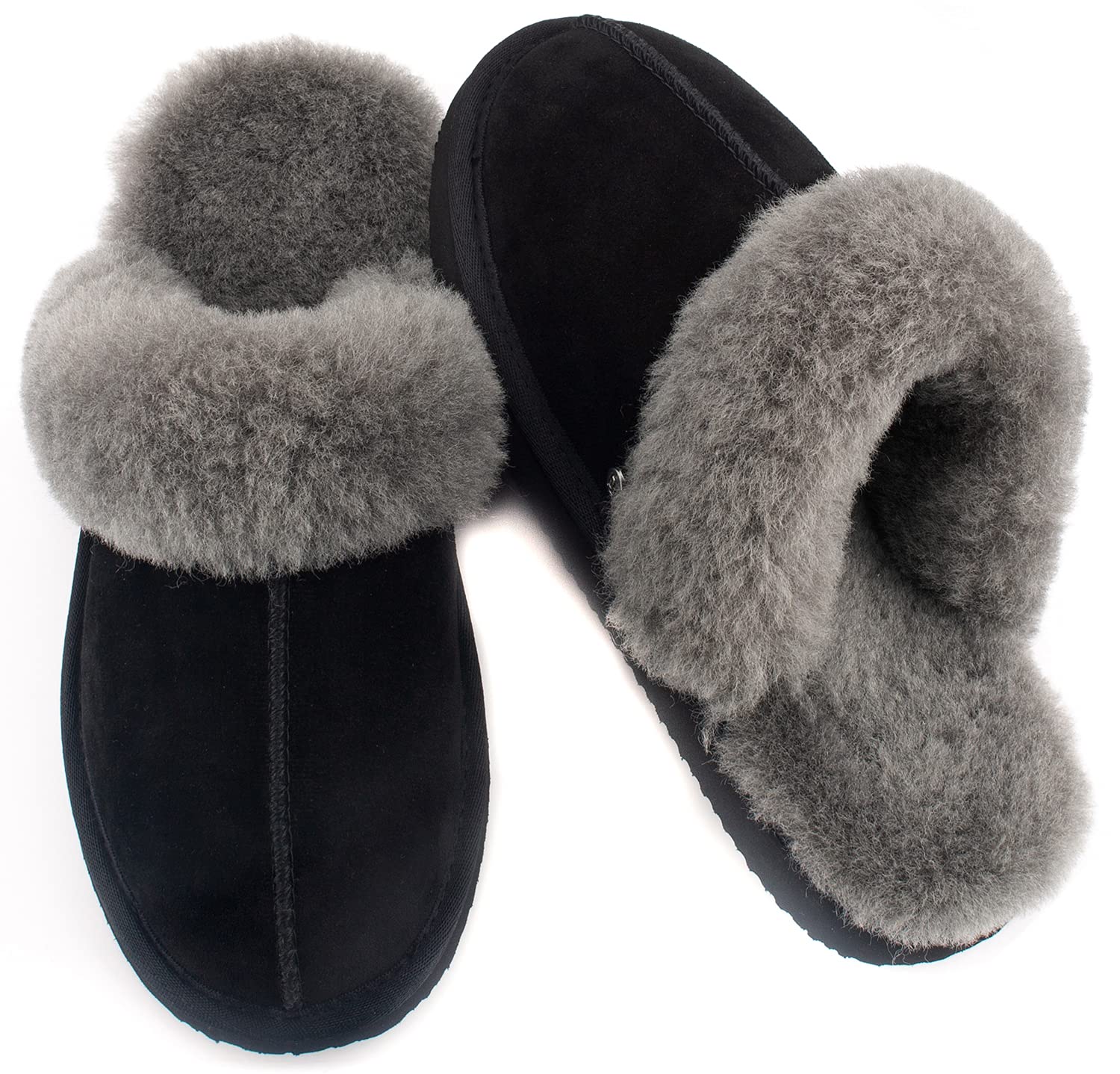 Parfeying Women's Sheepskin House Slippers - Soft Indoor/Outdoor Shearling Shoes for Women - Cozy Home, Office & Travel Comfort