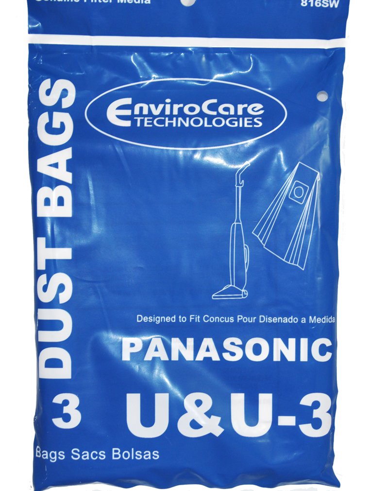 Panasonic U & U-3 Upright Vacuum Bags - 3 Pack | Compatible with Panasonic Upright Vacuums | Perfect for Home Cleaning & Pet Hair Removal