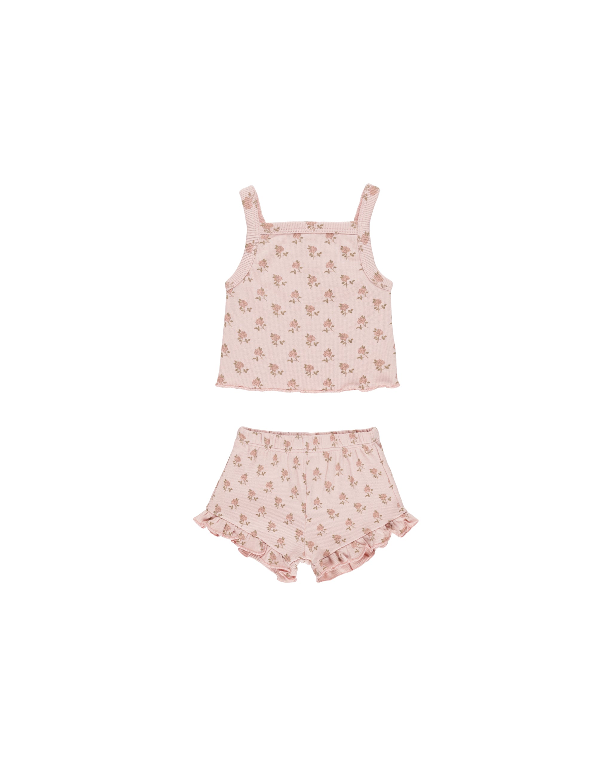 Quincy Mae Evie Tank and Shortie Set - Soft Cotton Baby Girl Outfit in Pink | Perfect for Playtime, Summer & Photo Shoots