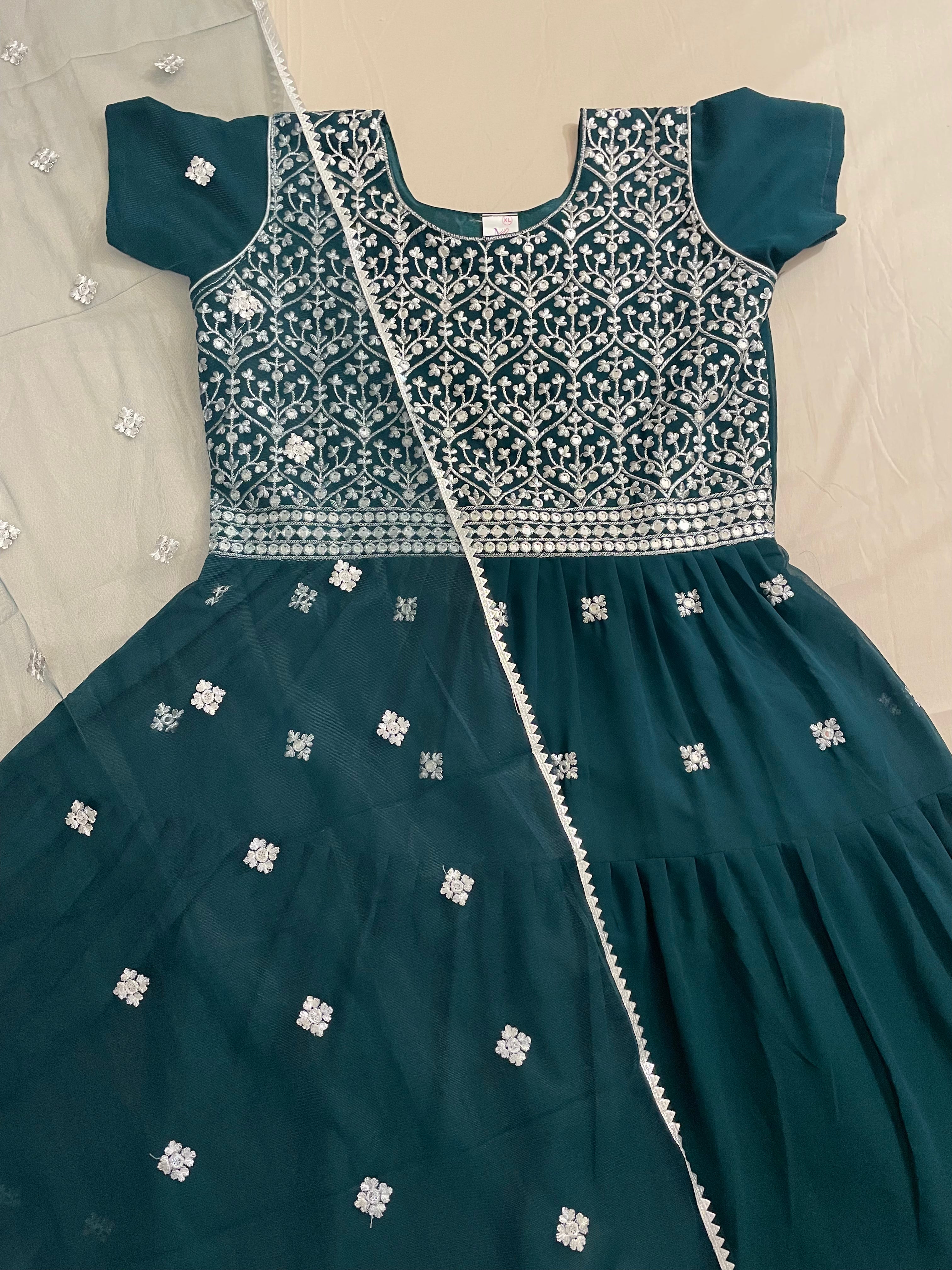 Exquisite Green Georgette Anarkali Suit with Intricate Embroidery for Women | Elegant Indian Party Wear for Weddings & Festive Occasions