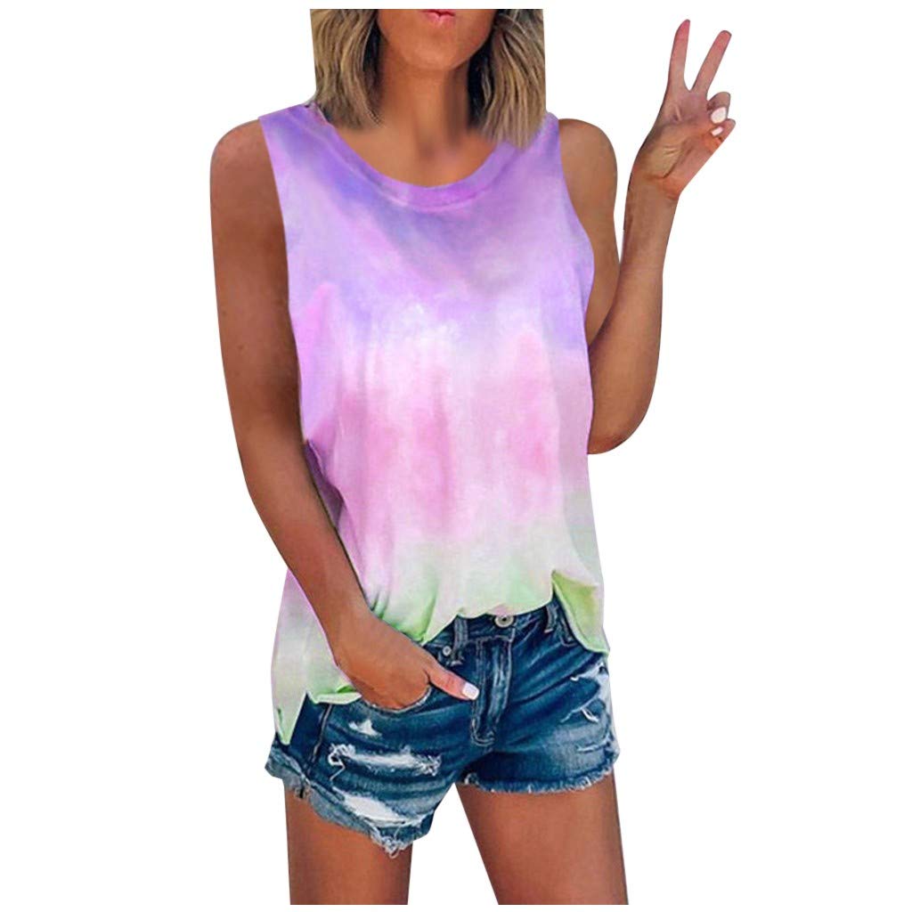 Plus Size Women's Tie Dye Tank Tops - Sexy Casual Sleeveless Loose Fit Workout Tee Shirts | Soft Comfortable Summer Tops for Gym, Beach & Everyday Wear