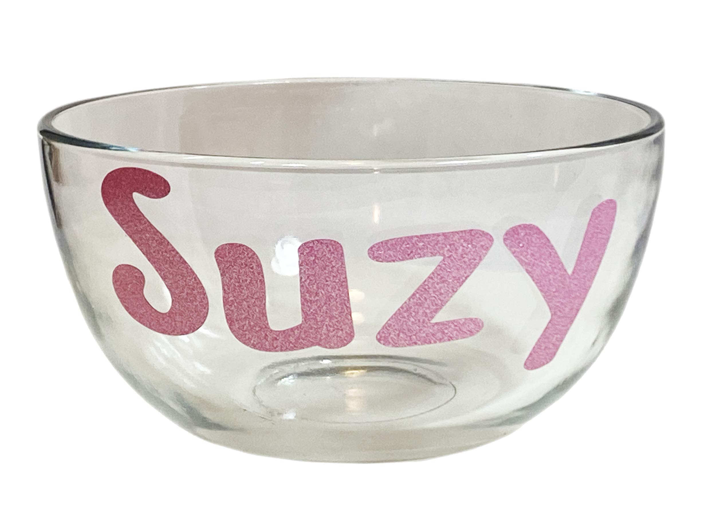 Customized Bubblegum Pink Glass Bowl - Personalized Ice Cream Dish, Cereal & Snack Bowl - Perfect for Desserts, Breakfast, or Party Serving