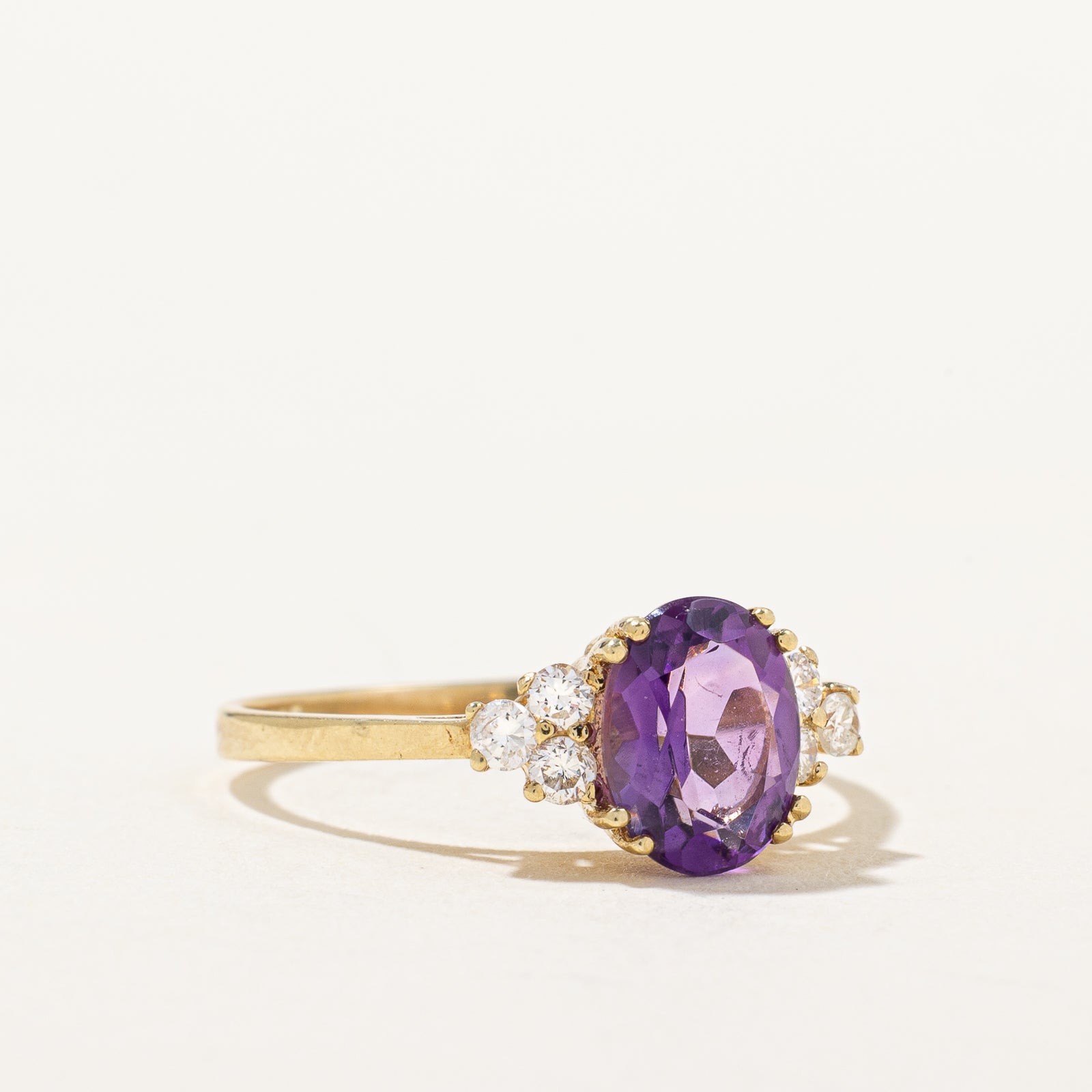1.00ct Oval Cut Amethyst & 0.18ctw Diamond Ring | Size 7.25 | Elegant Purple Gemstone Jewelry for Women | Perfect for Engagement, Anniversary & Special Occasions