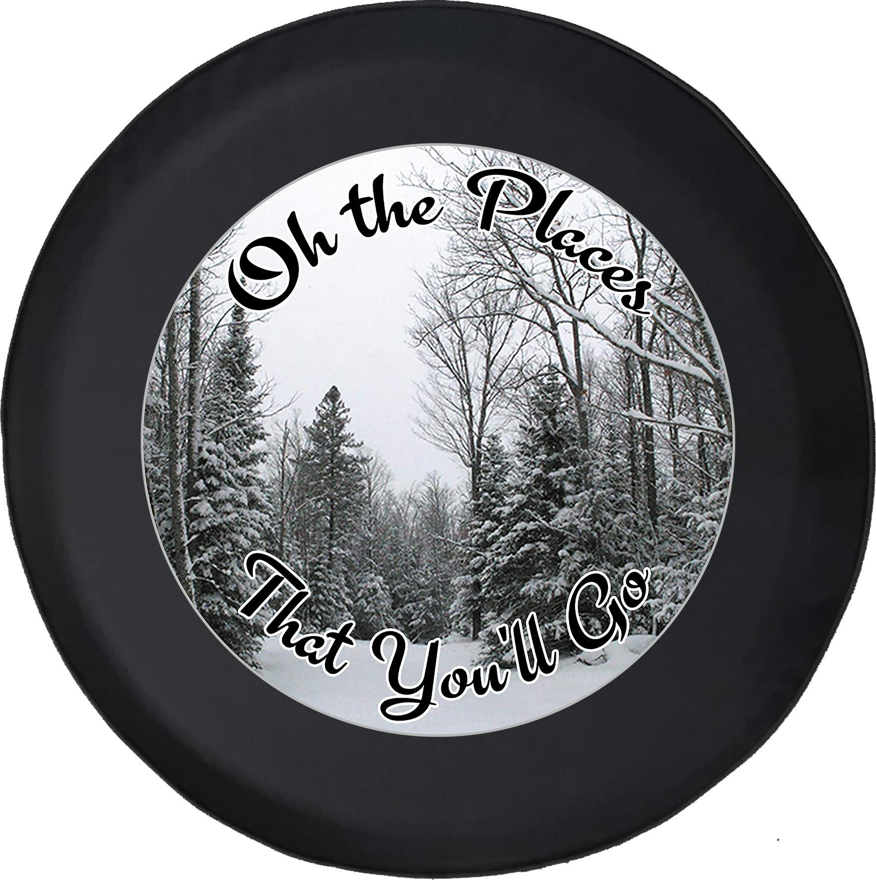31 Inch Black Winter Snow Scene Spare Tire Cover for SUV Camper RV - Durable Travel Accessory with Inspirational Quote | Perfect for Road Trips & Outdoor Adventures