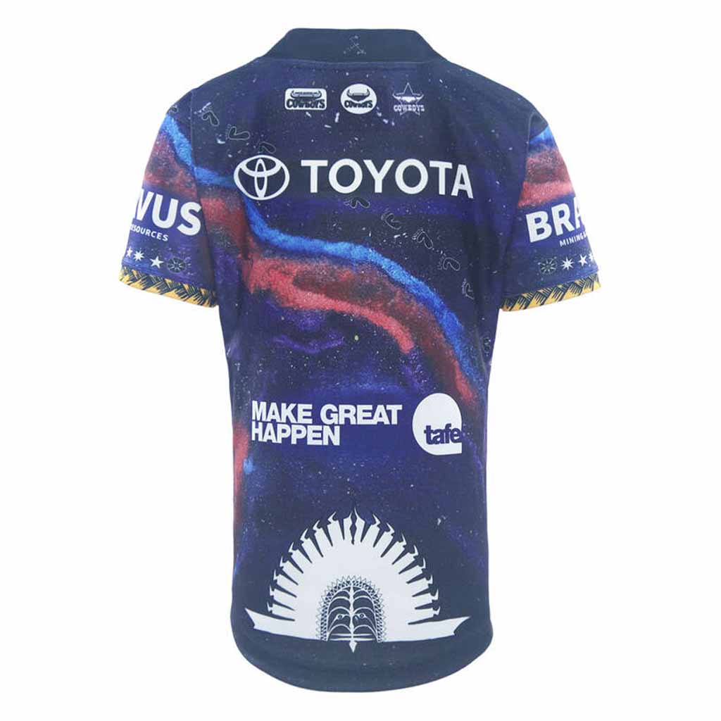 North Queensland Cowboys 2025 Indigenous Jersey for Youth - Authentic Rugby League Apparel for Kids & Teens - Perfect for Games, School Events & Fan Support