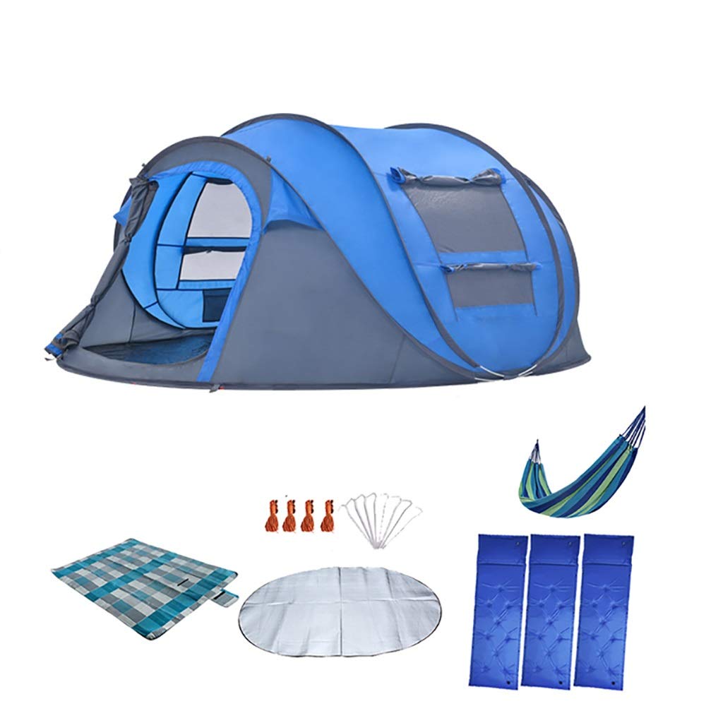 3-4 Person Pop Up Tent - Automatic Instant Family Camping Tent for Outdoor Hiking, Lightweight Waterproof & Windproof Portable Shelter (5-Piece Set) - Perfect for Beach Trips, Backpacking & Music Festivals