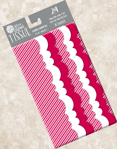 Festive Candy Cane Striped Scalloped Tissue Paper for Gift Wrapping, Party Decorations & Holiday Crafts - Red & White Christmas Decorative Paper