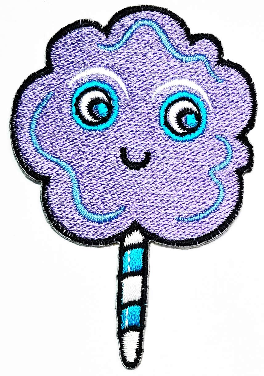 PARITA Purple Smile Lollipop Candy Flavored Blueberry Embroidered Iron-On Patch - Cartoon Sew-On Emblem for DIY Clothing, Hats, Bags - Fun Decorative Repair & Kids Reward Gift for Birthdays & Parties