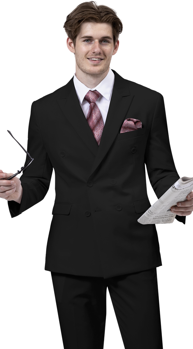 EJ Samuel Men's Black Suit M2772 - Premium Formal Business Attire for Weddings, Interviews & Special Occasions