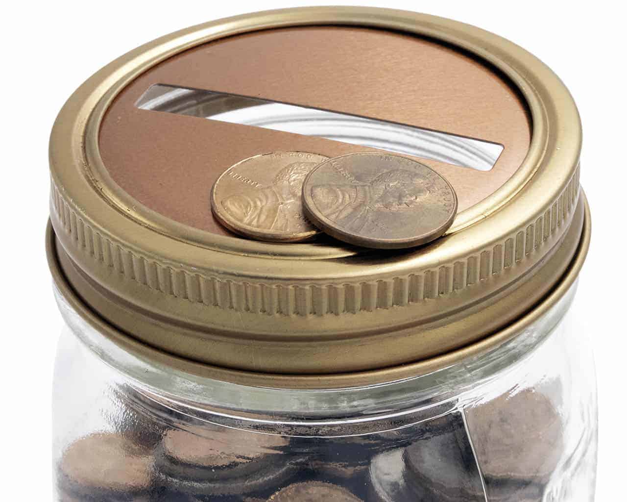 10 Pack Copper Coin Slot Bank Lid Inserts for Mason Jars - Money Saving Jar Toppers for Cash, Coins & Tips - Perfect for DIY Piggy Banks, Home Decor & Gift Ideas