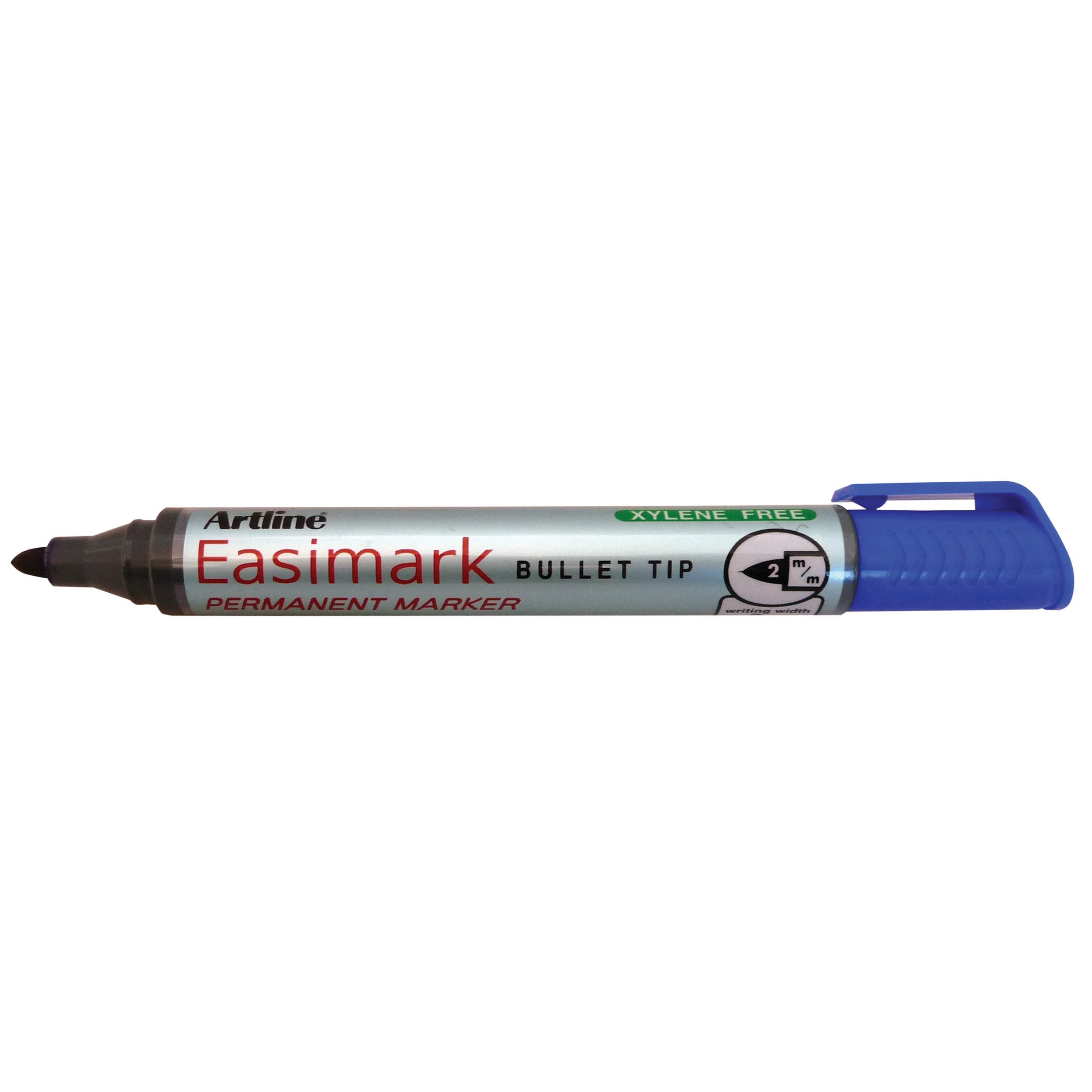 Artline 107 Easimark Permanent Marker 2mm Bullet Tip - Pack of 12 Blue Ink Markers - Ideal for Office, School, Labeling & DIY Projects