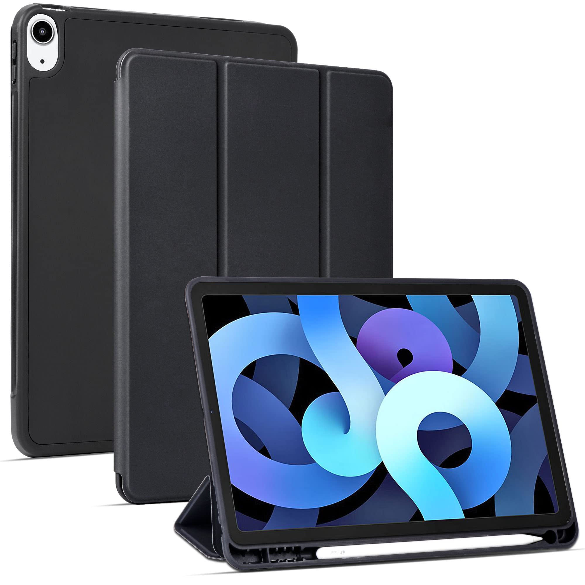 Premium iPad Air 5th/4th Gen 10.9-inch Case (2022/2020 Model) with Auto Wake/Sleep & Adjustable Stand - Slim Protective Cover for iPad Air 5/4 - Perfect for Work, Travel and Home Use - Black