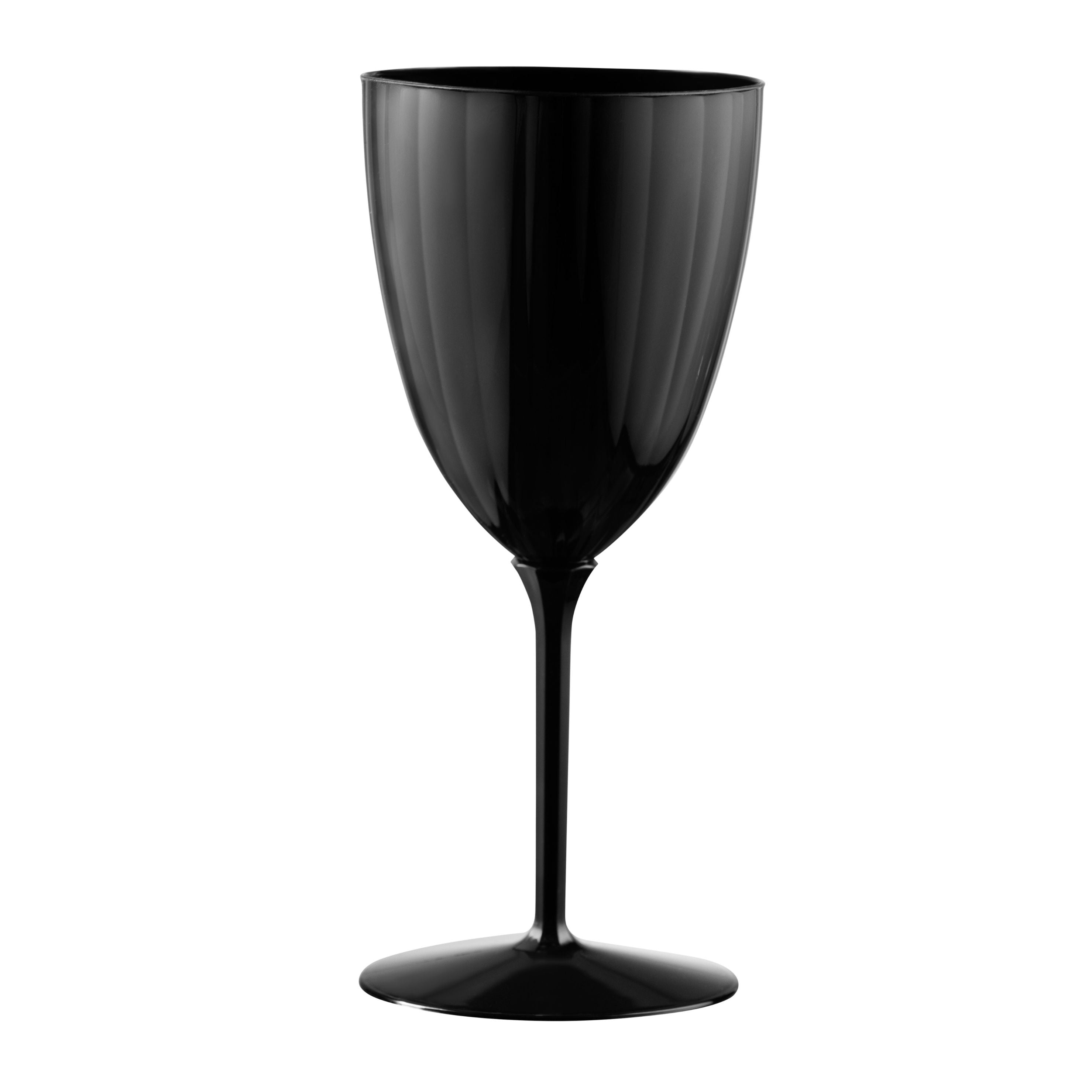 7 Oz Black Plastic Disposable Wine Goblet - 8 Pack Set for Parties, Picnics, Weddings & Outdoor Events