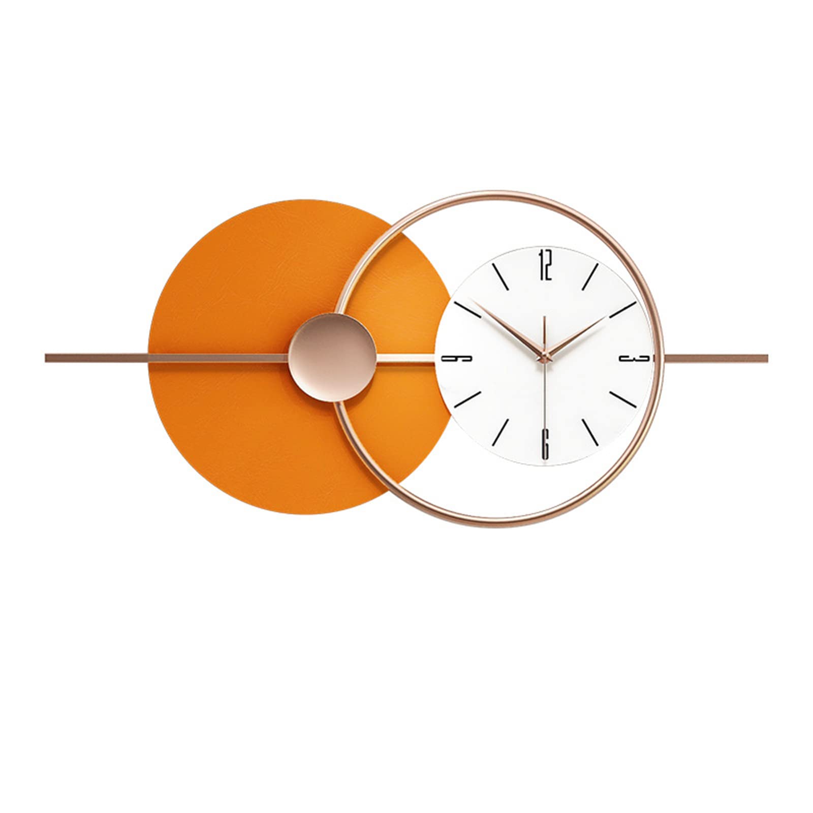 QWEEI Modern Silent Wall Clock - No Ticking, Decorative Battery Operated Clock for Living Room, Office, Kitchen - Orange 31.5x13.8 Inches - Perfect for Home Decor, Workspaces & Commercial Spaces