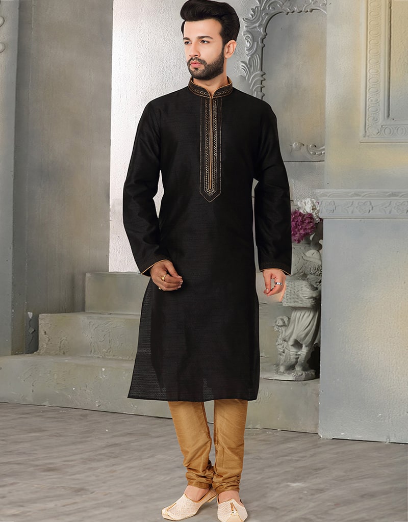 Elegant Black Kurta Jacquard Chudidar Set for Women - Traditional Indian Ethnic Wear for Festivals, Weddings & Special Occasions