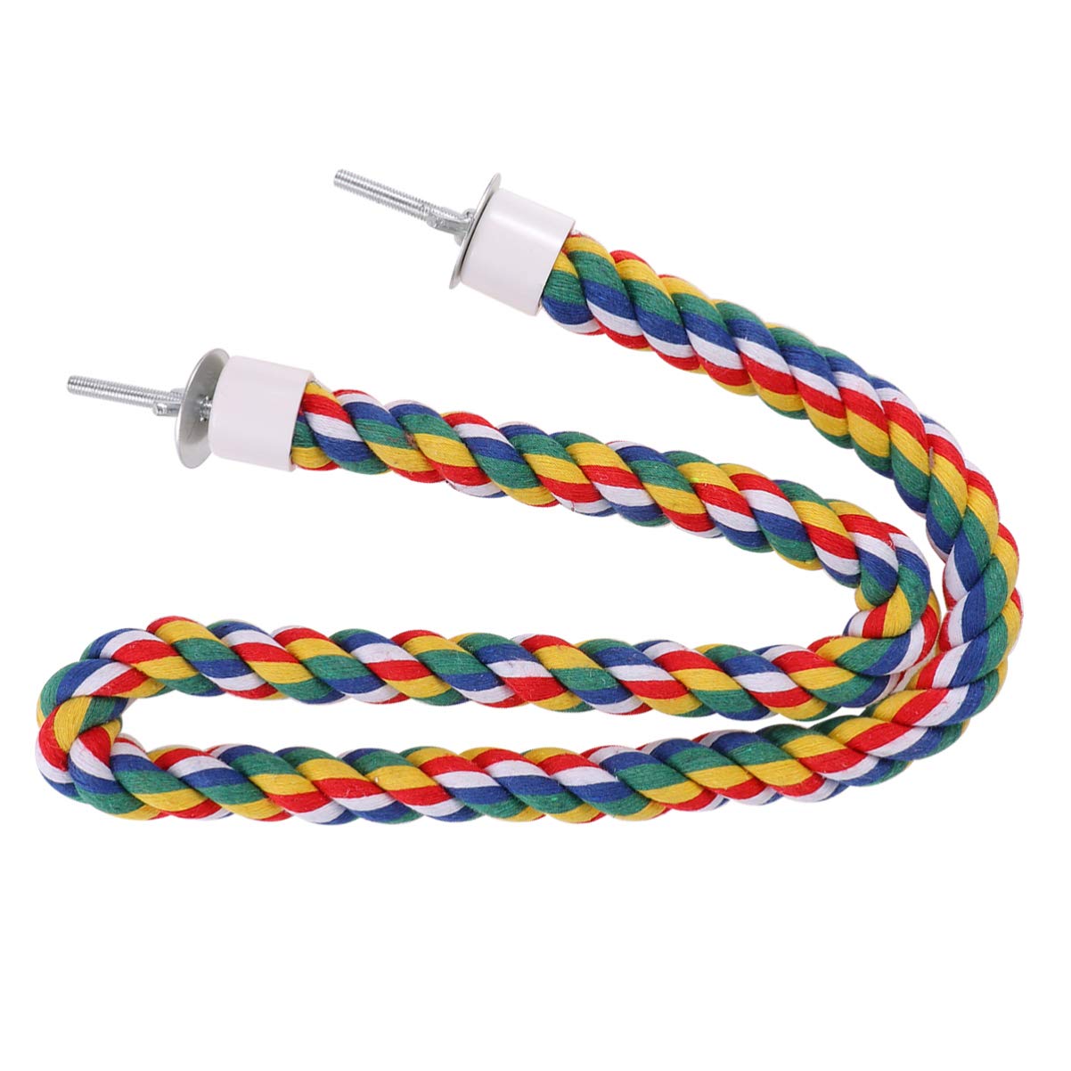 POPETPOP Cotton Spiral Rope Perch for Parrots - 80cm Bird Swing, Climbing & Standing Toy - Perfect for Cockatiels, Conures & Small Birds - Cage Accessory for Play & Exercise
