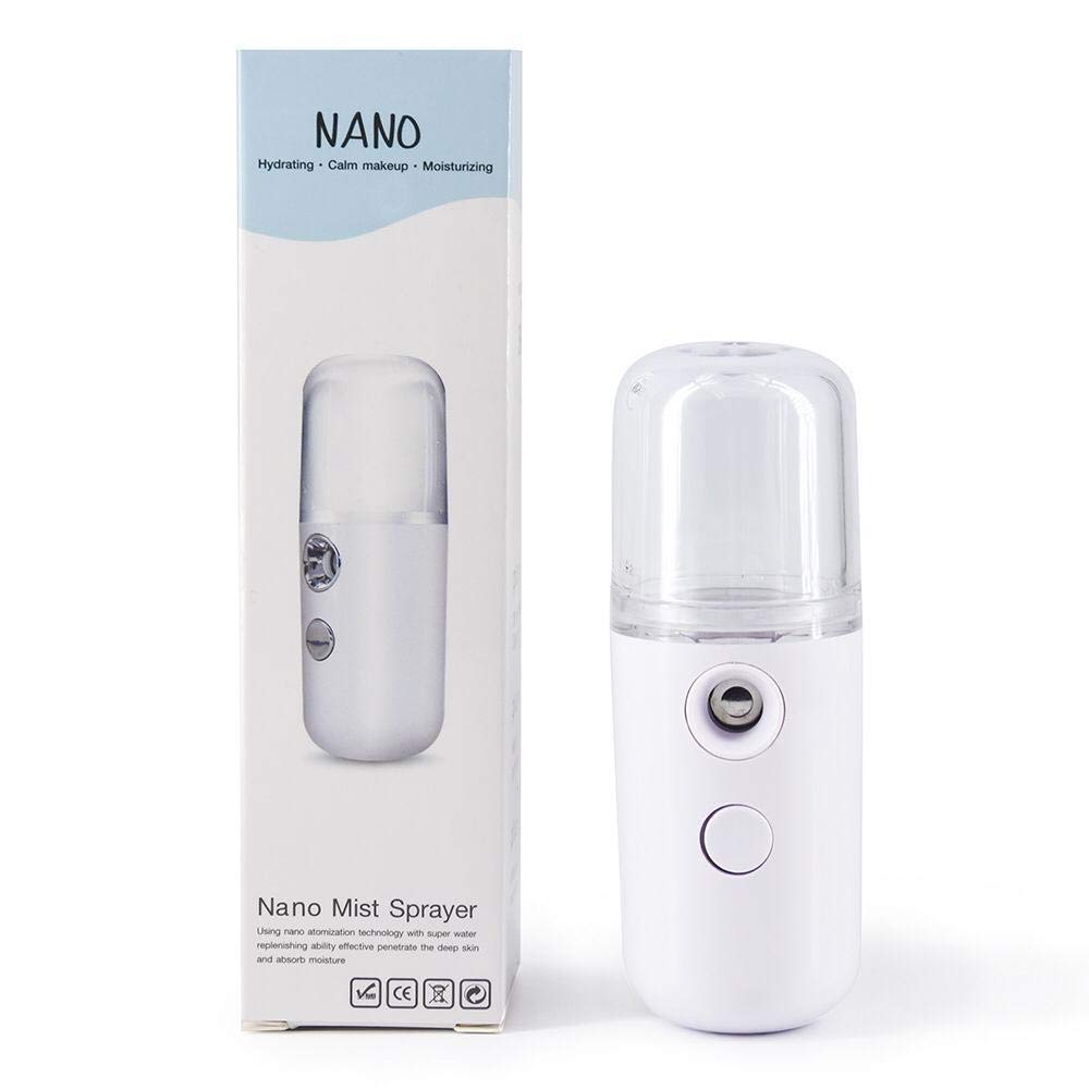 Eazy Sales Nano Facial Mister - Portable Mini Face Mist Sprayer for Hydration & Cooling - White Plastic Facial Steamer for Skincare, Travel & Home Use