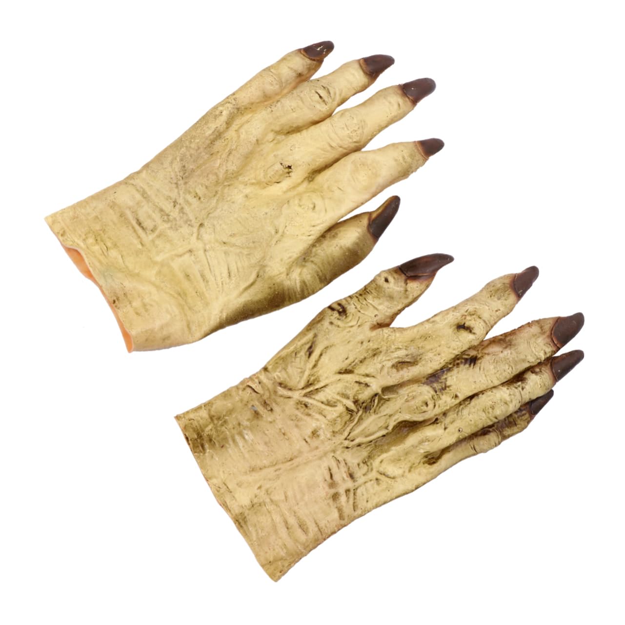 2 Pairs Zombie Hands Gloves - Scary Halloween Costume Accessories for Devil, Horror Dress Up & Party Makeup Props (Yellow) - Perfect for Trick or Treat, Haunted House & Cosplay Events