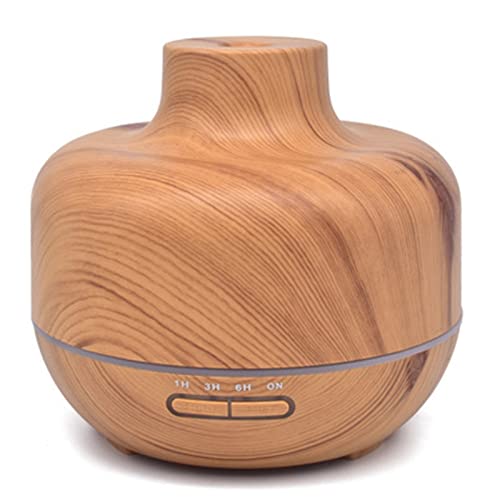 Premium 400ml Aromatherapy Essential Oil Diffuser & Cool Mist Humidifier for Large Rooms - Wood Grain Ultrasonic Diffuser with Auto Shut-Off & 7 LED Color Lights (17x15.5cm) - Perfect for Home, Office, Yoga Studio & Bedroom Relaxation