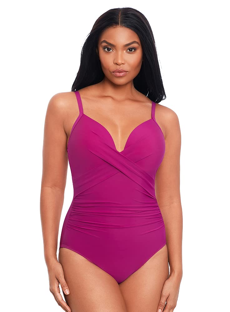 Miraclesuit Women's One Piece Swimsuit with Tummy Control & Underwire - Cross Back Design for Support & Comfort | Perfect for Beach Vacations, Pool Parties & Summer Getaways