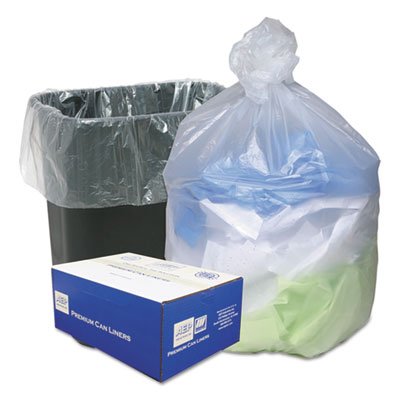 High Density Can Liners 16 Gallon 315 Mil - 24 x 33 Inch Natural Trash Bags (200 Bags per Carton, 9 Cartons) for Kitchen, Office & Commercial Waste Disposal