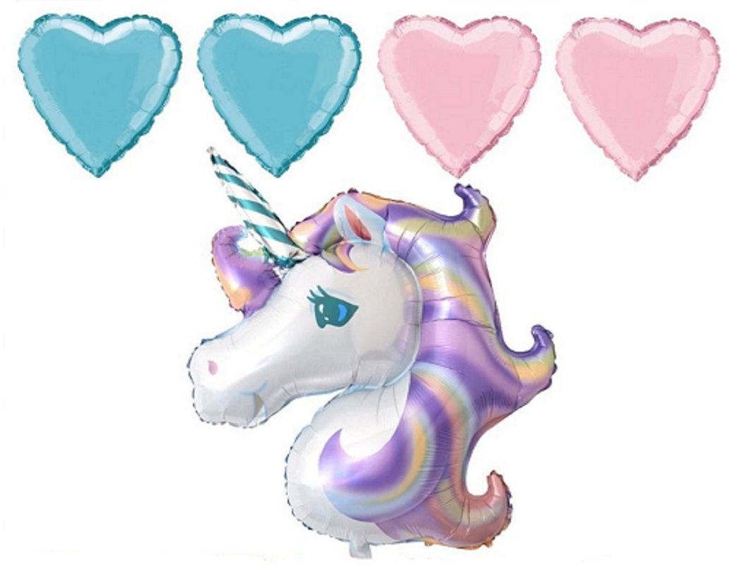 Unicorn Balloons for Birthday Party Decorations | Pastel Heart Balloon Bundle for Girls | Baby Shower & Bridal Shower Party Supplies by Jolly Jon - Perfect for Birthday Celebrations, Gender Reveals & Photo Backdrops