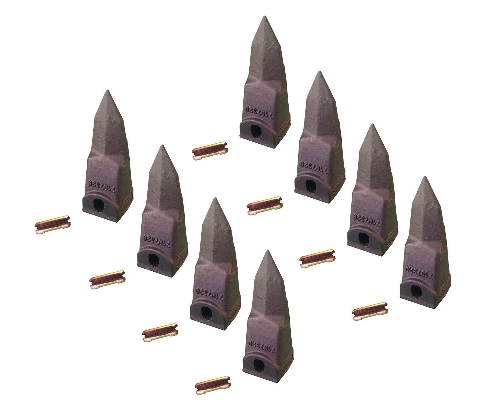 Bobcat Style Mini Excavator Bucket Teeth with Pins - Replacement Parts for 7107320 & 6737325TL - Perfect for Digging, Trenching and Construction Projects