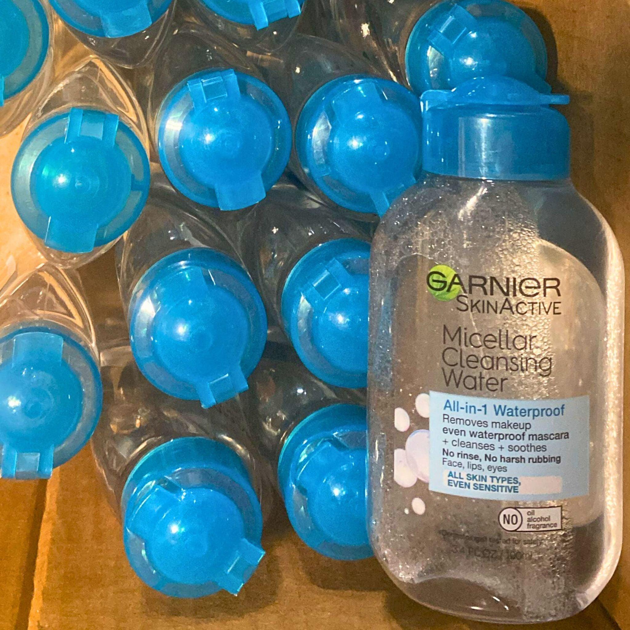Garnier SkinActive Micellar Cleansing Water All-in-1 Makeup Remover & Face Cleanser - 3.4oz (35-Pack Bulk) - Gentle for Sensitive Skin, Perfect for Travel & Daily Skincare Routine