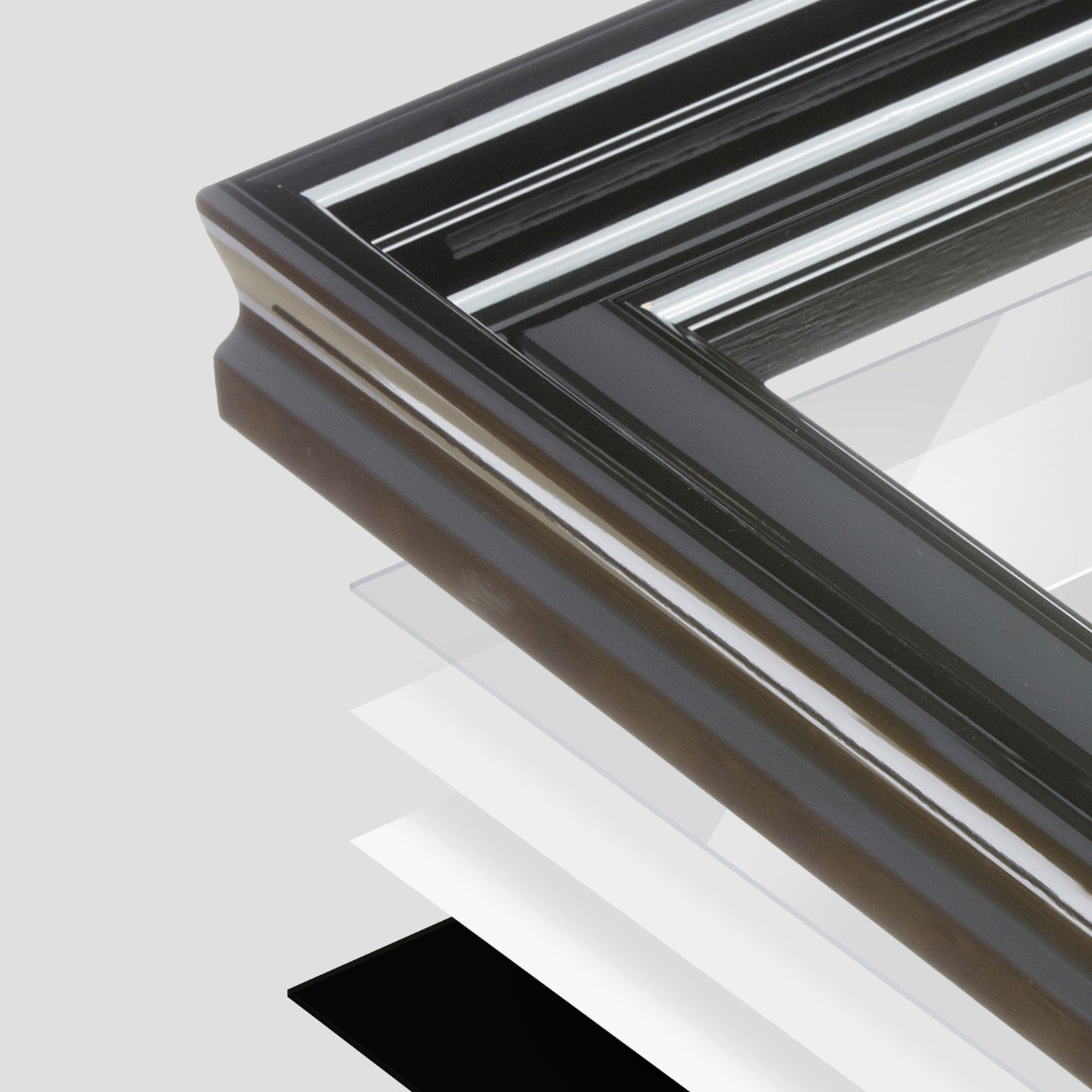6-Pack Black Glossy Electric Wide Wall Frames - Modern Home & Office Decor for Living Room, Bedroom, or Gallery Display