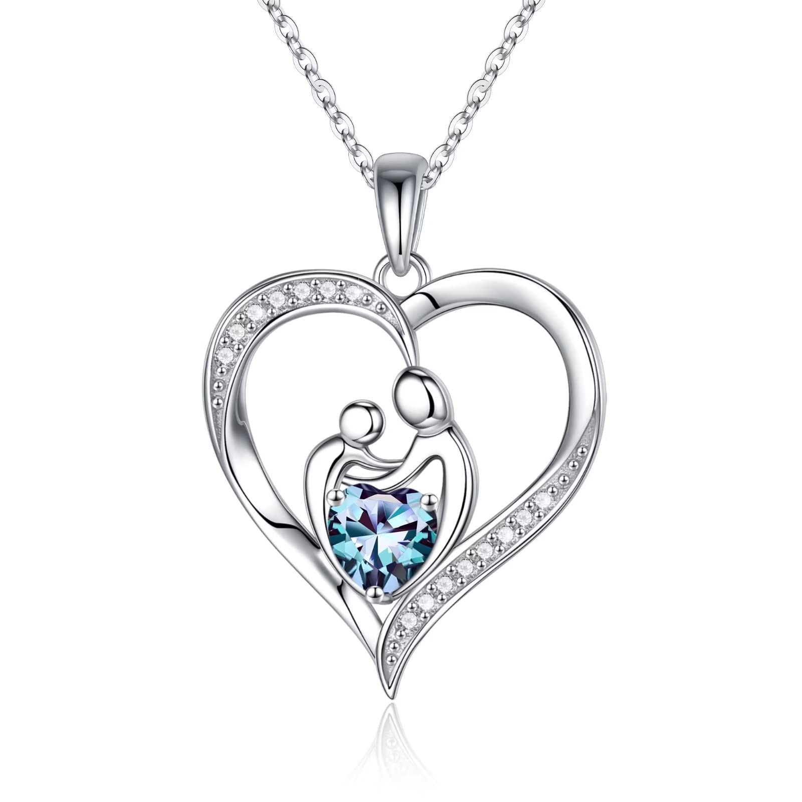 925 Sterling Silver Birthstone Necklace for Women - Personalized Mom & Daughter Jewelry Gift for Mother's Day, Valentine's Day, Christmas & Birthday | Perfect for Special Occasions & Everyday Wear