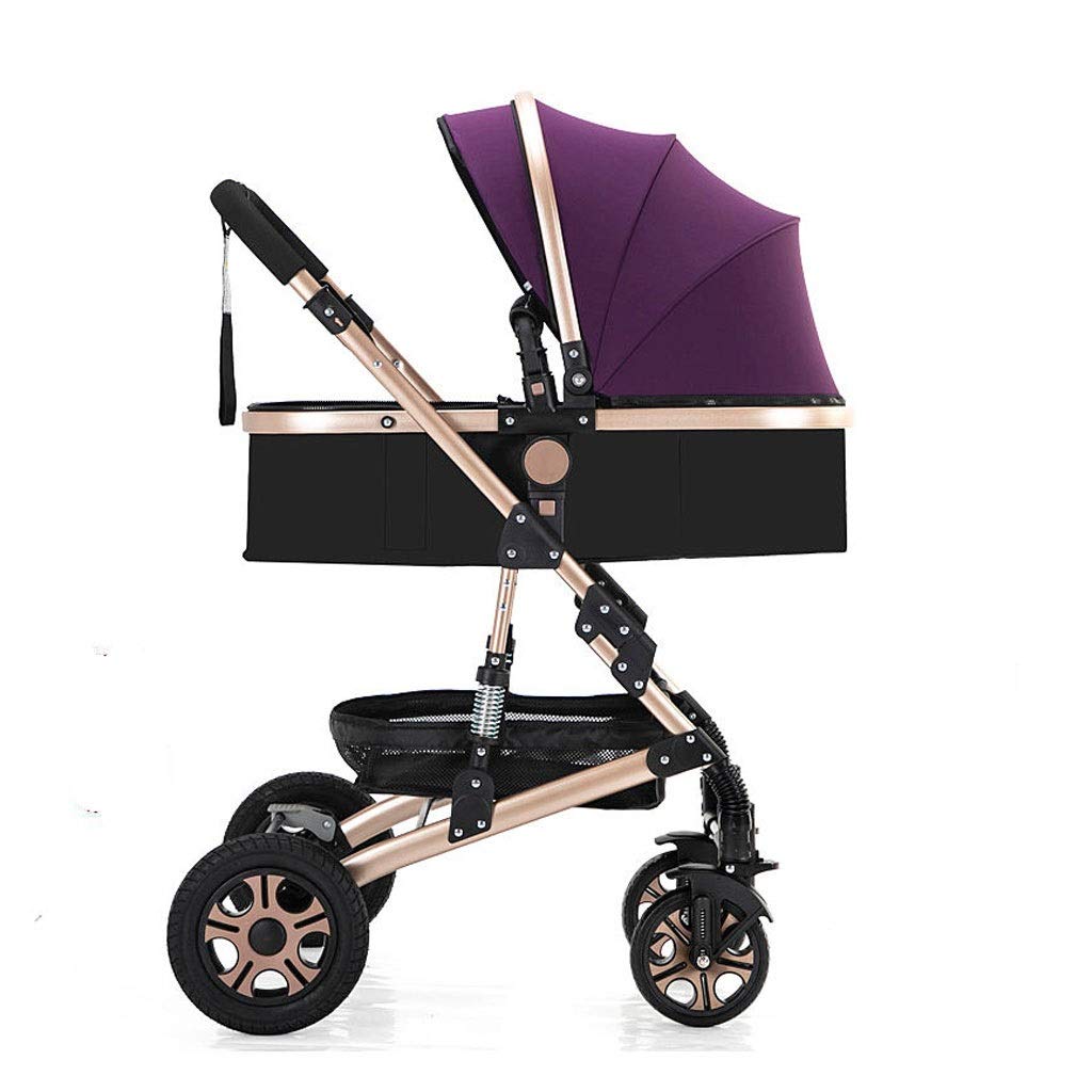 Foldable Baby Stroller with Shock Absorber, Cup Holder & Mosquito Net - Lightweight Travel Stroller for Toddlers (Purple) | Perfect for Park Walks, Shopping & Family Outings