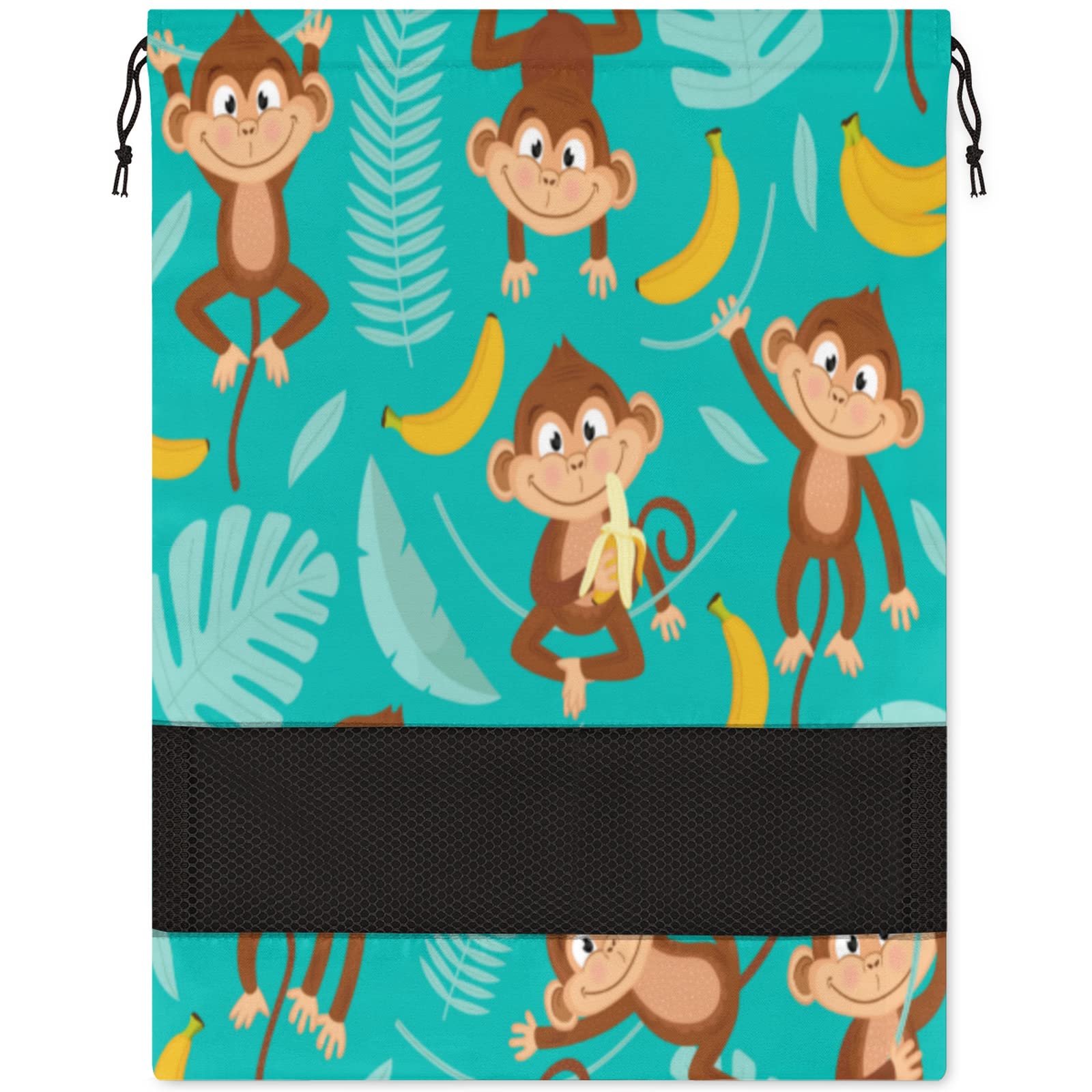 Monkey Leaves Dustproof Breathable Shoe Bags - Portable Travel Shoe Pouch with Drawstring, Collapsible Shoe Storage for Gym, Laundry & Closet Organization - Perfect for Travel, Sports & Home Storage