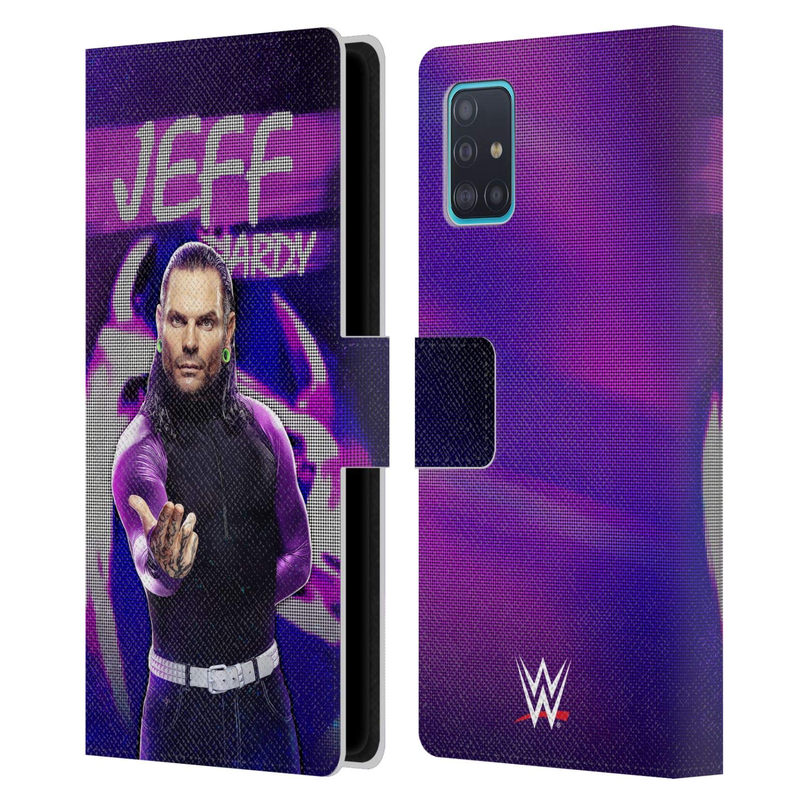 Head Case Designs WWE Jeff Hardy Leather Book Wallet Case for Samsung Galaxy A51 (2019) - Officially Licensed LED Image Protective Cover for Daily Use & Travel