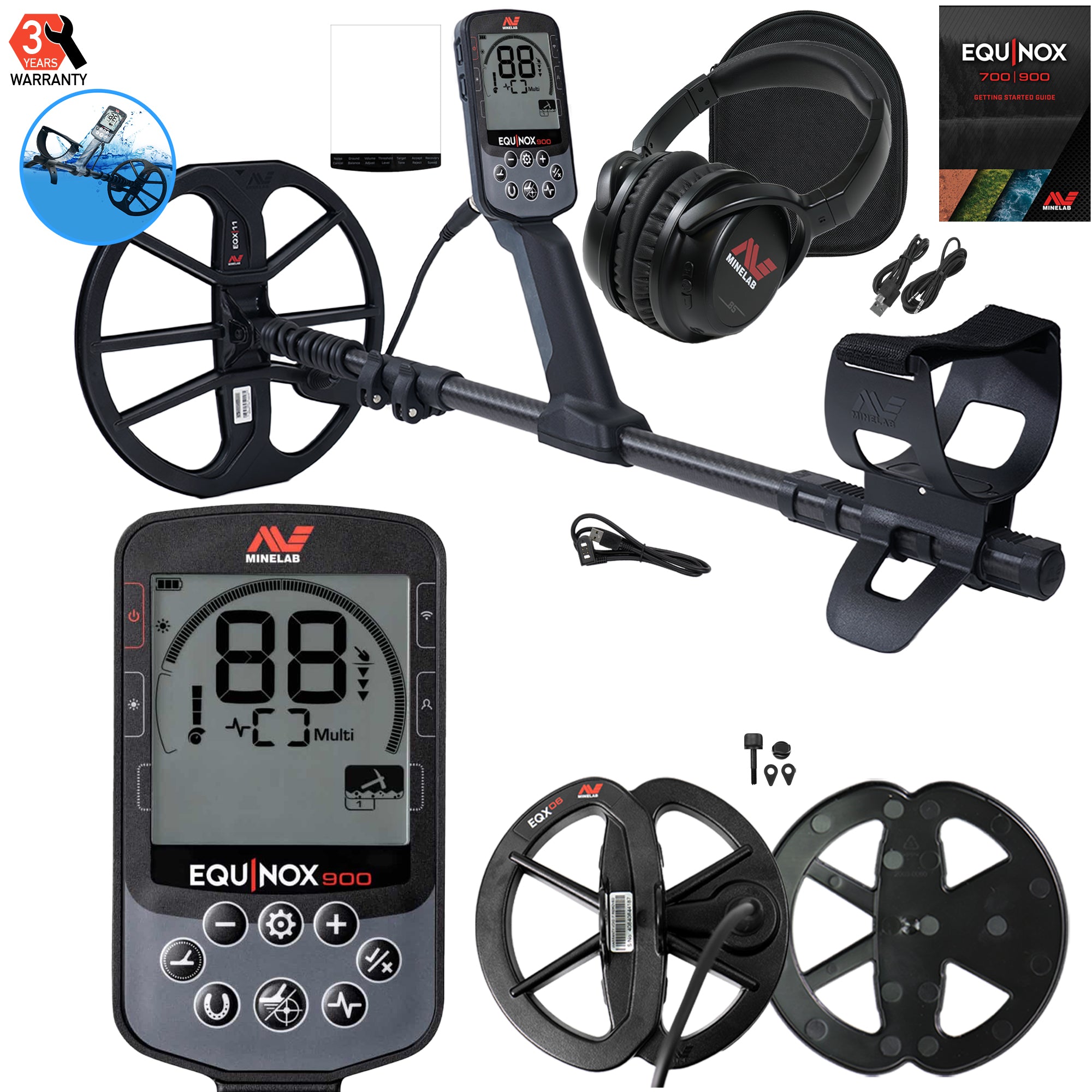 Minelab EQUINOX 900 Multi-IQ Metal Detector with 11