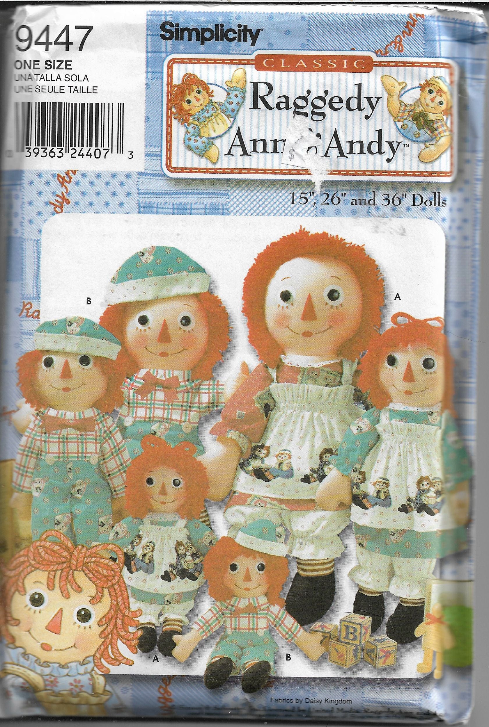 Simplicity 9447 Raggedy Ann & Andy Sewing Pattern for Doll Clothes - Easy DIY Craft Project for Beginners | Perfect for Costumes, Gifts & Collectible Doll Making