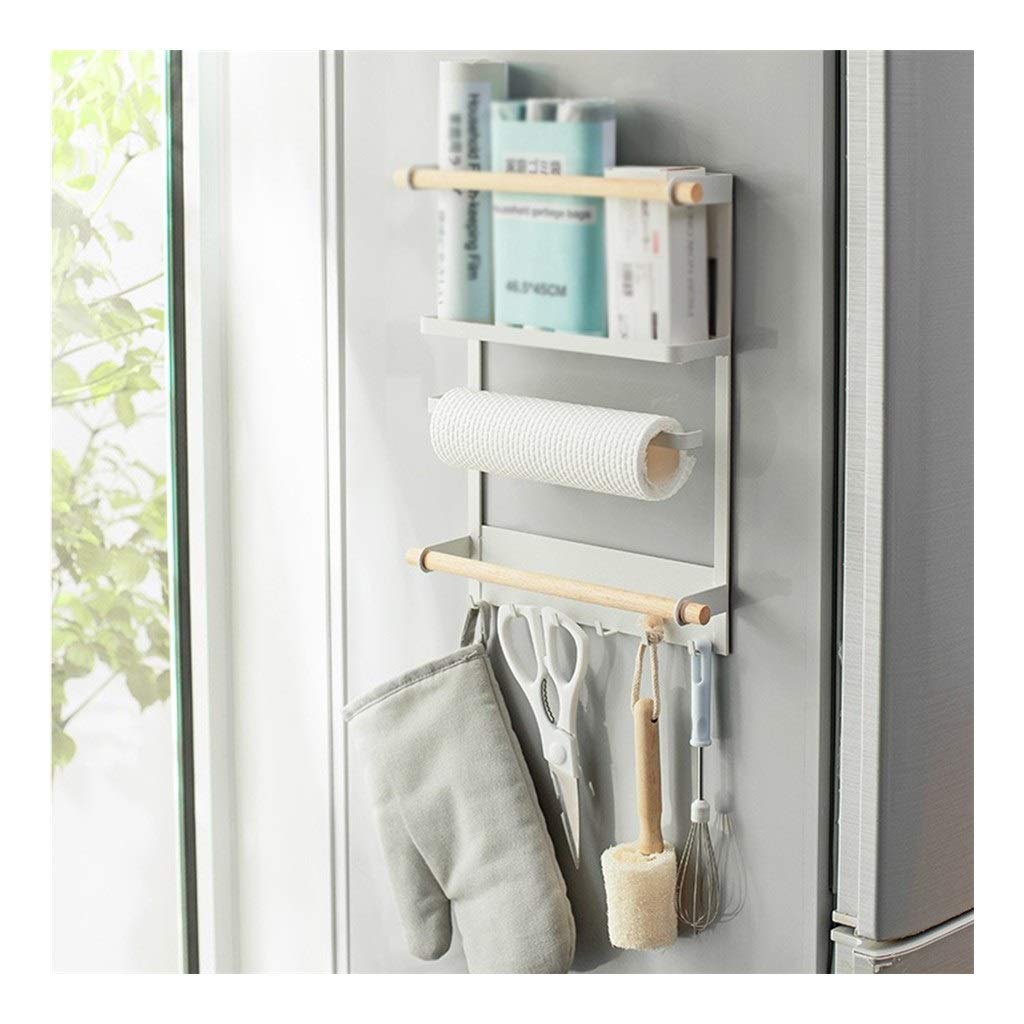 Multifunctional Kitchen Storage Rack for Plastic Wrap, Paper Towels & Spices - Space-Saving Fridge Side Wall Organizer - Perfect for Small Kitchens, Pantries & RV Cooking Spaces