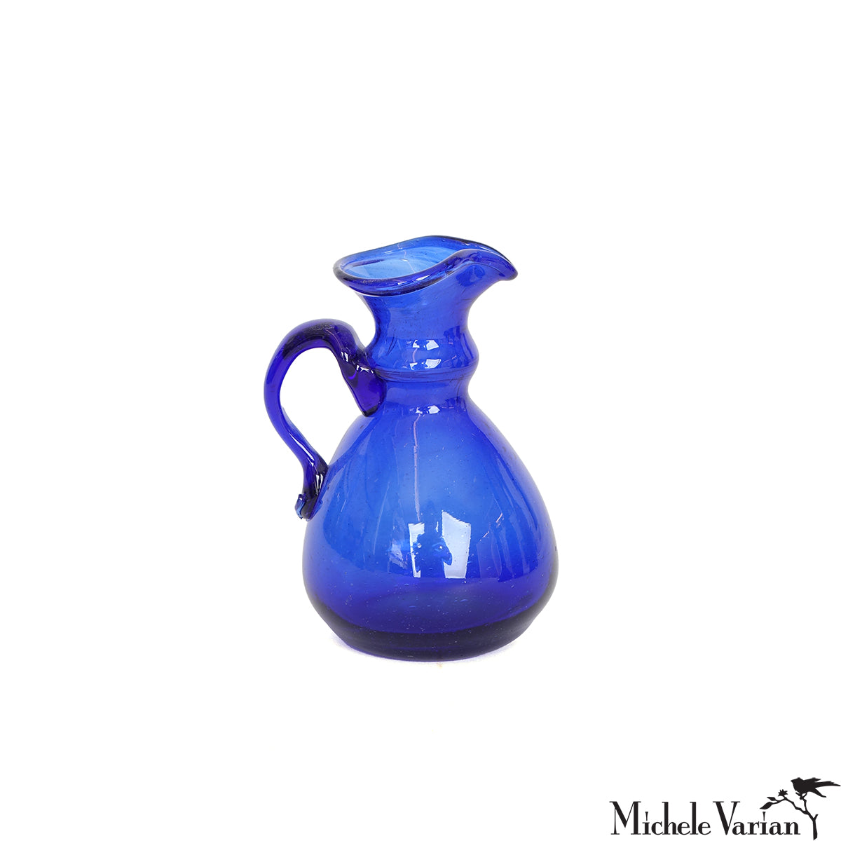 Mini Blue Glass Pitcher - Elegant Small Glass Water Pitcher for Juice, Milk & Iced Tea - Perfect for Home, Kitchen, Dining Table & Party Serving