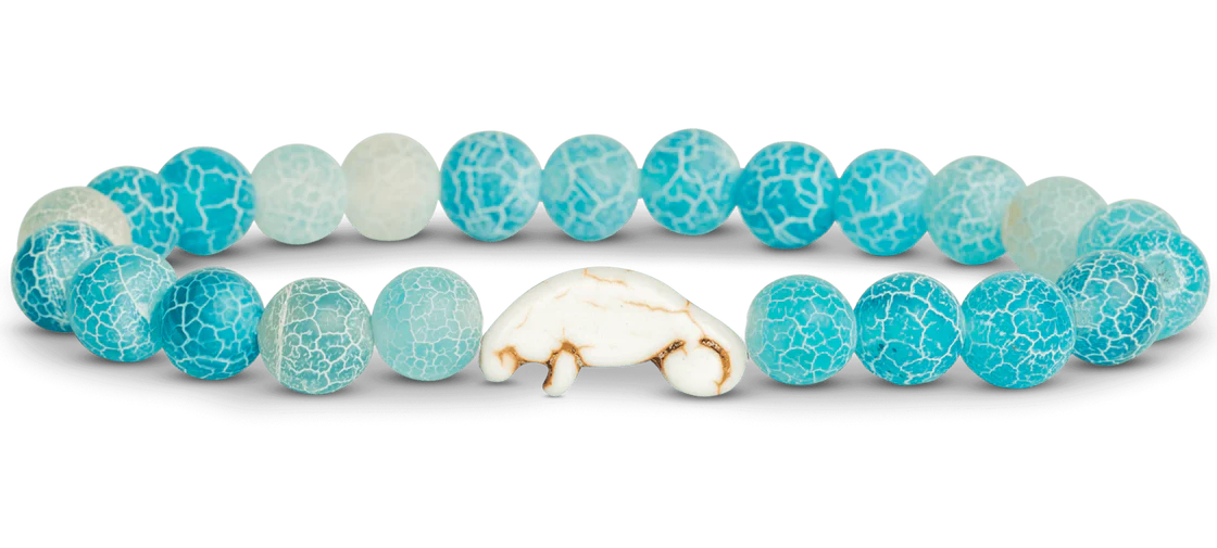 Fahlo Aqua Blue Manatee Tracking Bracelet - Eco-Friendly Marine Conservation Jewelry for Ocean Lovers | Perfect for Beach Vacations, Animal Lovers & Gift Giving