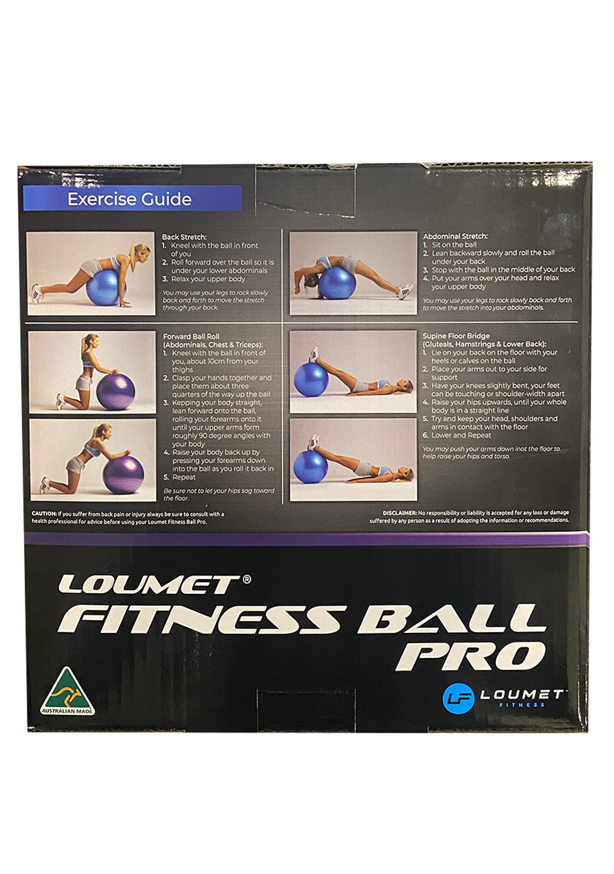 Loumet Fitness Ball Pro 65cm - Anti-Burst Exercise Ball for Yoga, Pilates & Core Workouts - Heavy Duty Stability Ball for Home Gym & Office Use - Blue