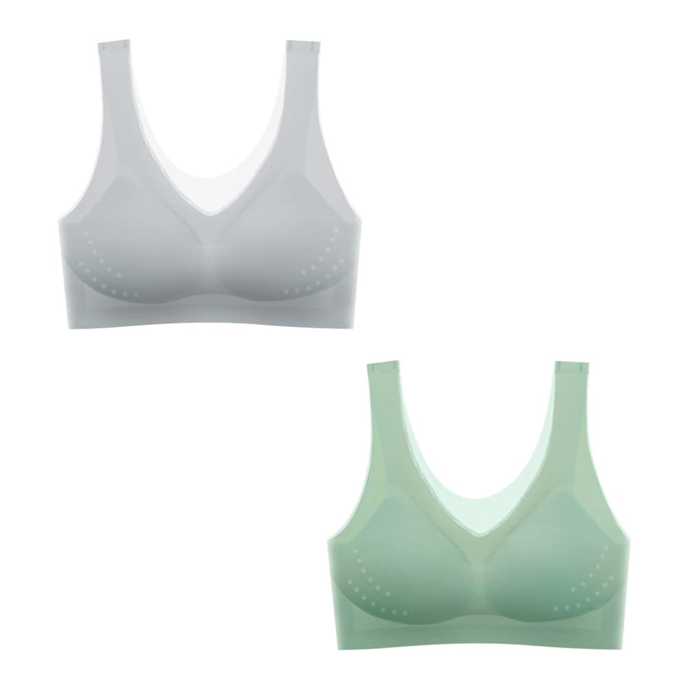 DOITOOL Comfortable Seamless Sports Bra for Women - Yoga, Sleep & Workout - Wireless Padded Support - 2 Pack (Size L) - Perfect for Gym, Running & Everyday Wear