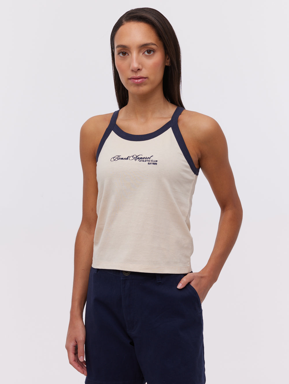 Kiyomi Women's Ringer Tank Top - Soft Cotton Blend Casual Tee for Summer, Gym, and Everyday Wear