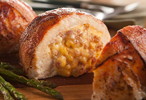Burgers' Smokehouse Gourmet Bacon Wrapped Chicken Breast with Cheddar & Applewood Smoked Bacon - Perfect for Dinner Parties, BBQ Grilling & Holiday Meals
