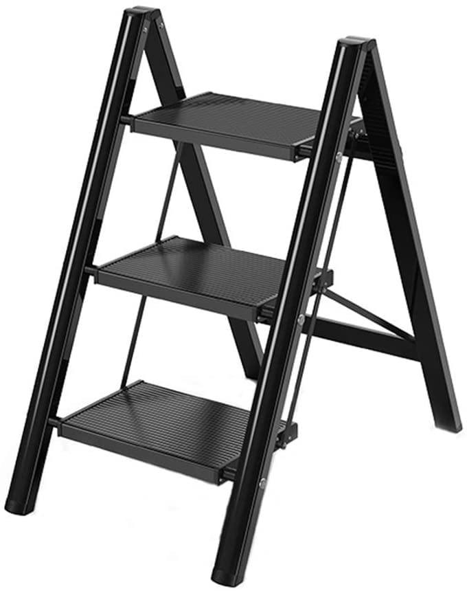 JYDQM 4-Step Folding Ladder Stool - Heavy Duty Aluminum Step Stool with Non-Slip Feet for Home, Kitchen, Garage & Workshop Use - Indoor Safety Ladder Tool Equipment