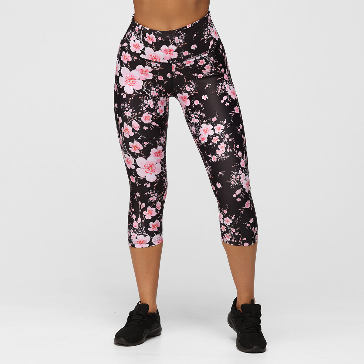 Blossom Noir Capri Pants for Women - High Waisted Floral Print Palazzo Pants - Perfect for Summer, Vacations & Beach Outfits