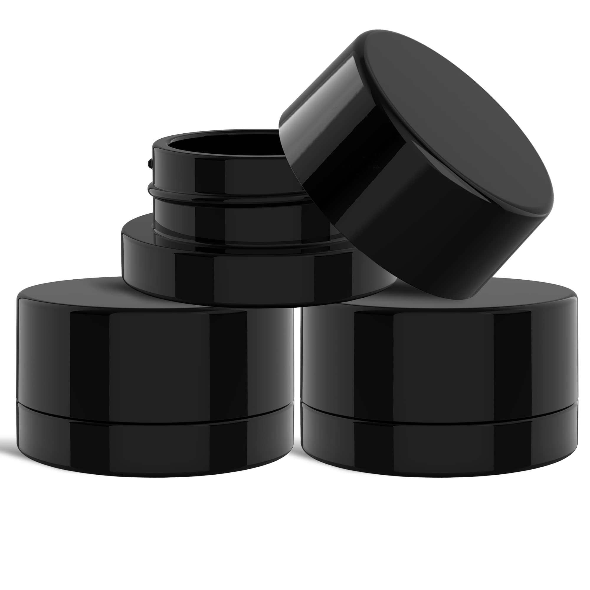 (200 Pack) 9ml Thick Black Glass Jars with Child Resistant Lids - UV Resistant Airtight Containers for Essential Oils, CBD Wax, Lip Balm & Cosmetics Storage - Perfect for DIY Beauty Products, Herbal Remedies & Travel Size Organizers
